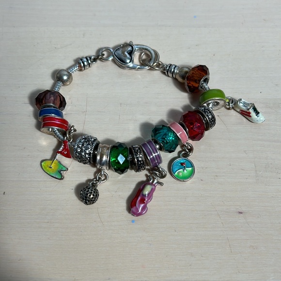 INSPIRED GOLFER CHARM BRACELET, GOLF BALL CLUB BAG SNEAKER CHARMS - Picture 3 of 8